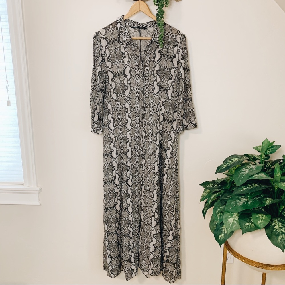 Zara Black and White Snake Print Maxi Dress